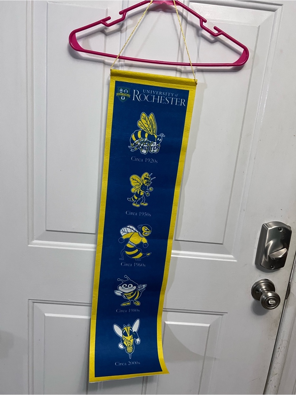 University of Rochester Yellowjackets Mascot History Banner Pennant 1920s-2000s